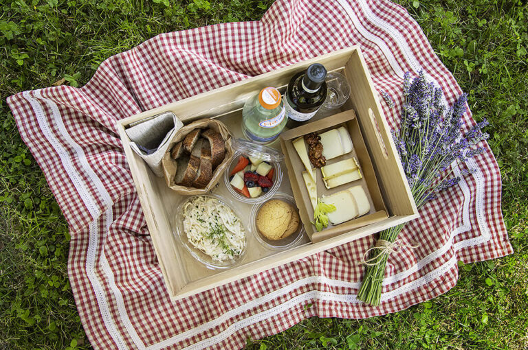 Picnic nel frutteto con vista a palazzo vertemate franchi