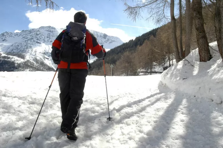 In camper sulle nevi della valle d'aosta: ciaspolata tra i boschi